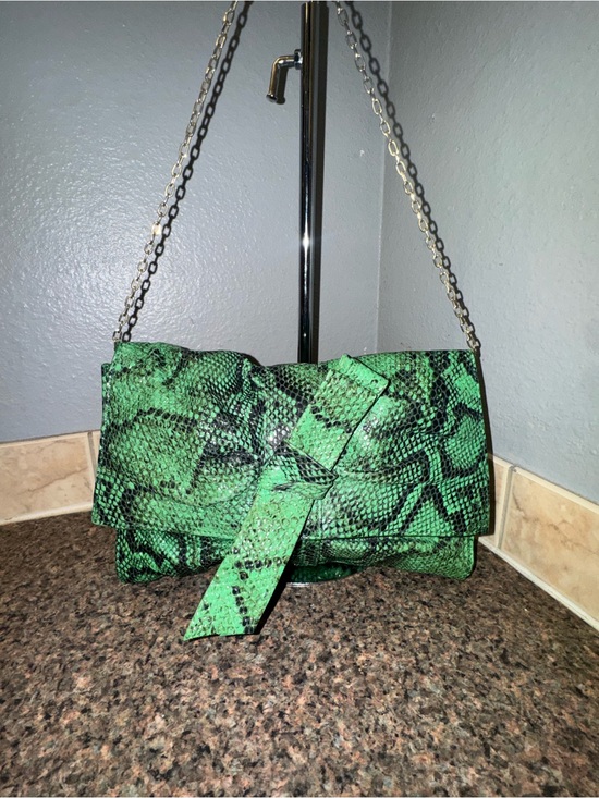 Furla Handbags - Furla Authentic Green Python Snakeskin Print Leather Chain Shoulder Bag EUC